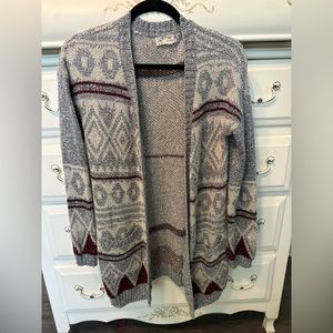 Long Tribal Print Cardigan, Size Medium